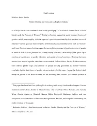 Draft Version Matthew Salett Andler Gender Identity and Exclusion: A