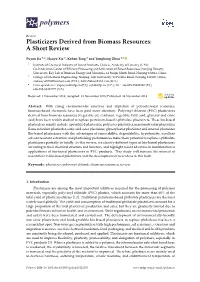 Plasticizers Derived from Biomass Resources: a Short Review