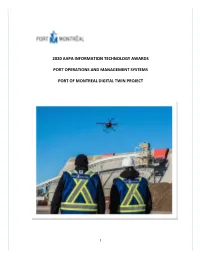 2020 Aapa Information Technology Awards Port Operations and Management Systems Port of Montreal Digital Twin Project