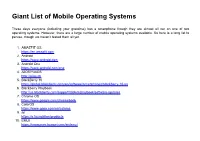 Giant List of Mobile Operating Systems