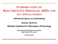 Introduction to Host Identity Protocol (Hip) and Its