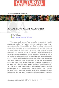Refusal As Act, Refusal As Abstention