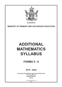Additional Mathematics Syllabus