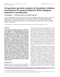 Comparative Genomic Analysis of Translation Initiation Mechanisms For