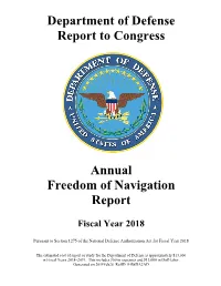 Department of Defense Report to Congress Annual Freedom of Navigation Report