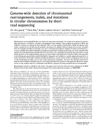 Genome-Wide Detection of Chromosomal Rearrangements, Indels, and Mutations in Circular Chromosomes by Short Read Sequencing