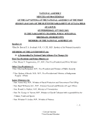 National Assembly Minutes of Proceedings of the 114Th Sitting of the National Assembly of the First Session (2015-2019) of the E