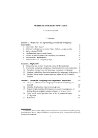 Numerical Semigroups Mini-Course