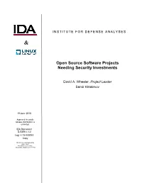 Open Source Software Projects Needing Security Investments