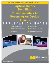 Optical Theory Simplified: 9 Fundamentals to Becoming an Optical Genius APPLICATION NOTES