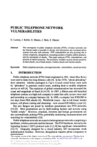 Public Telephone Network Vulnerabilities