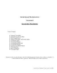 Sixth Grade Mathematics Chapter 9 Geometric Properties