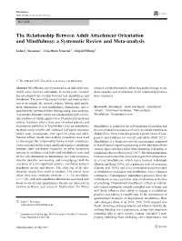 The Relationship Between Adult Attachment Orientation and Mindfulness: a Systematic Review and Meta-Analysis