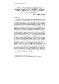 World System Theory and Keynesian Macroeconomics: Towards An