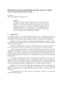 Dimensional Metrology and Positioning Operations: Basics for a Spatial Layout Analysis of Measurement Systems