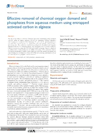 Effective Removal of Chemical Oxygen Demand and Phosphates from Aqueous Medium Using Entrapped Activated Carbon in Alginate