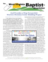 June-July 2017 God Provides a Way Forward for Weirton Christian Center Building Project