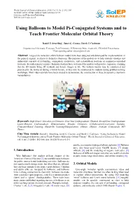 Using Balloons to Model Pi-Conjugated Systems and to Teach Frontier Molecular Orbital Theory