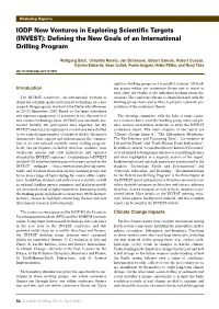 (INVEST): Defining the New Goals of an International Drilling Program