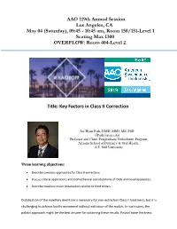 SAT AM Park, Jae Hyun Key Factors in Class II Correction