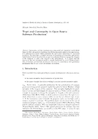 Trust and Community in Open Source Software Production∗