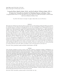 Using the Water Quality Index (WQI), and the Synthetic Pollution Index