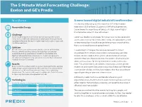 5 Minute Wind Forecasting Challenge: Exelon and GE's Predix
