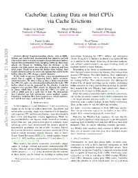 Cacheout: Leaking Data on Intel Cpus Via Cache Evictions
