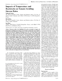 Impacts of Temperature and Rootstocks on Tomato Grafting