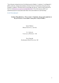 Inclusive Masculinity in a ‘Man’S Game’: Continuity, Change and Complexity in the Performance of Masculinity Among Elite Young Footballers