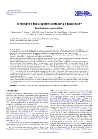 Is HR 6819 a Triple System Containing a Black Hole? an Alternative Explanation?