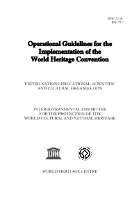 Operational Guidelines for the Implementation of the World Heritage Convention