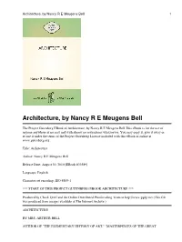 Architecture, by Nancy R E Meugens Bell 1