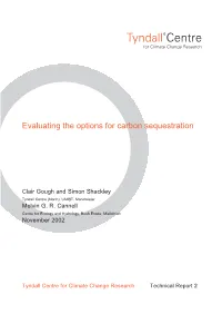 Evaluating the Options for Carbon Sequestration