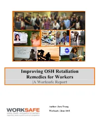 Improving OSH Retaliation Remedies for Workers |A Worksafe Report