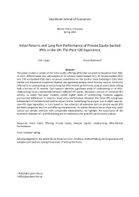 Initial Returns and Long-Run Performance of Private Equity-Backed Ipos in the UK: the Post-Y2K Experience