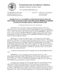 Kruger Carl and Michael Turano Plea
