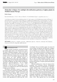 Molecular Evidence for Multiple Diversification Patterns of Alpine