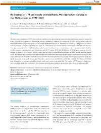 Re-Analysis of 178 Previously Unidentifiable Mycobacterium
