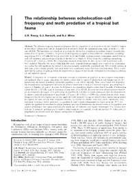 The Relationship Between Echolocation-Call Frequency and Moth Predation of a Tropical Bat Fauna