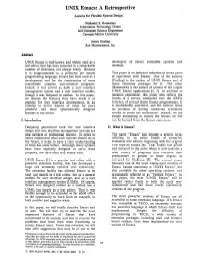 UNIX Emacs: a Retrospective Lessonsfor Flexible System Design