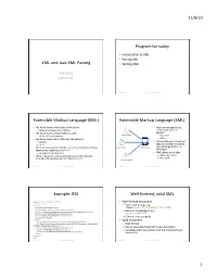 XML and Java XML Parsing Program for Today Extensible Markup