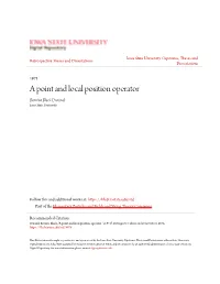 A Point and Local Position Operator Bernice Black Durand Iowa State University