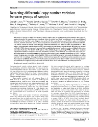 Detecting Differential Copy Number Variation Between Groups of Samples