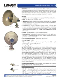 Double Re-Entrant Horn: LH-15TA
