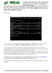 Fix Mac OS X Camera Problems - Tell Which Application Is Using Mac OS X Builtin Camera