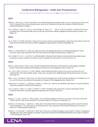 Journal Articles and Conference Presentations