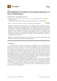 On Simplified Calculations of Leakage Inductances of Power Transformers