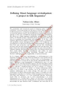 Ori Language Revitalisation: a Project in Folk Linguistics