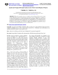 Spatial and Temporal Drought Analysis in the North Central Region of Nigeria